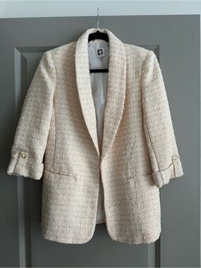 Anne Klein Tweed Shawl Collar Blazer in Light Cream - Unbranded